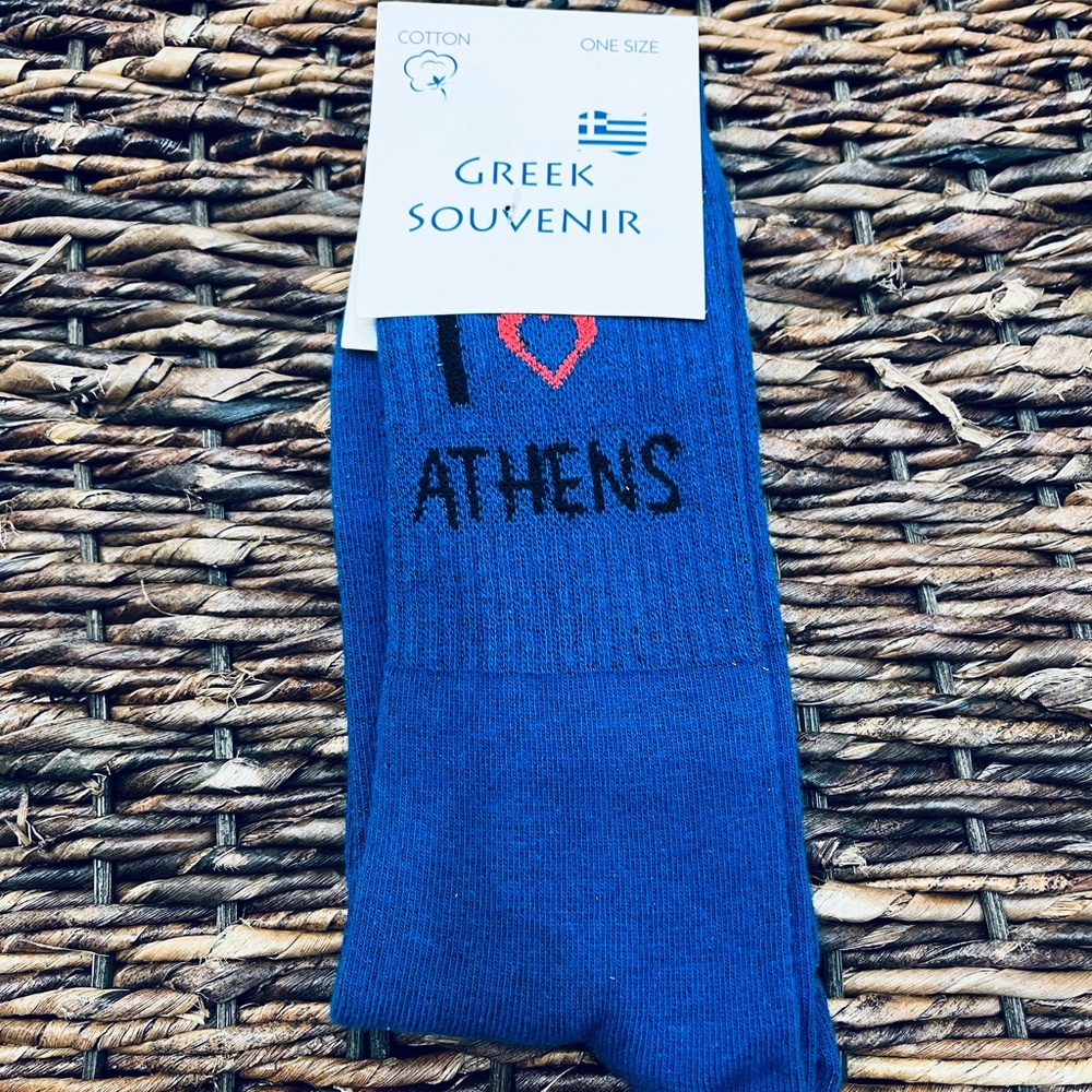 Athens Greece Blue Novelty Socks